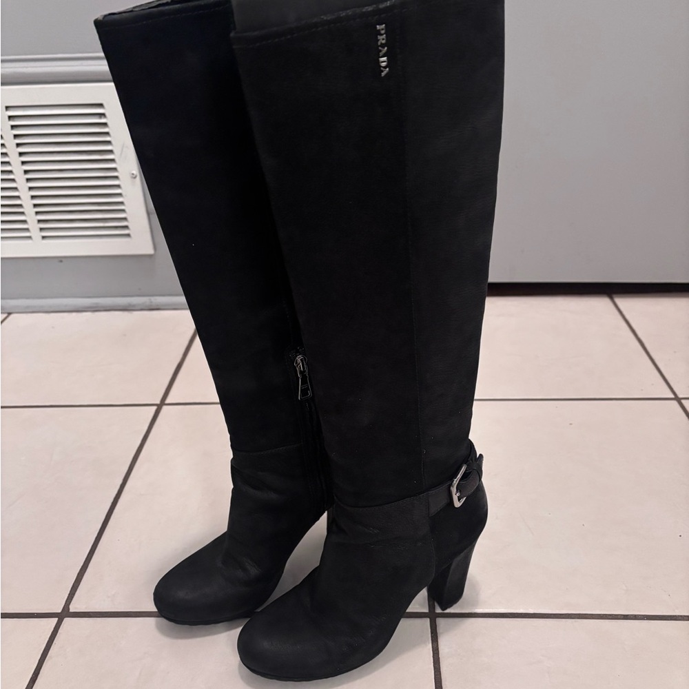 Prada Women's Elegant Black Heeled Boots